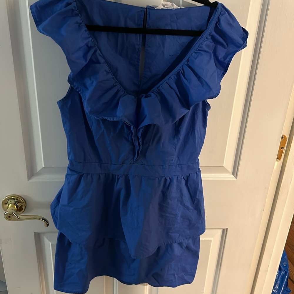 Blue size Large ruffle dress. Super cute